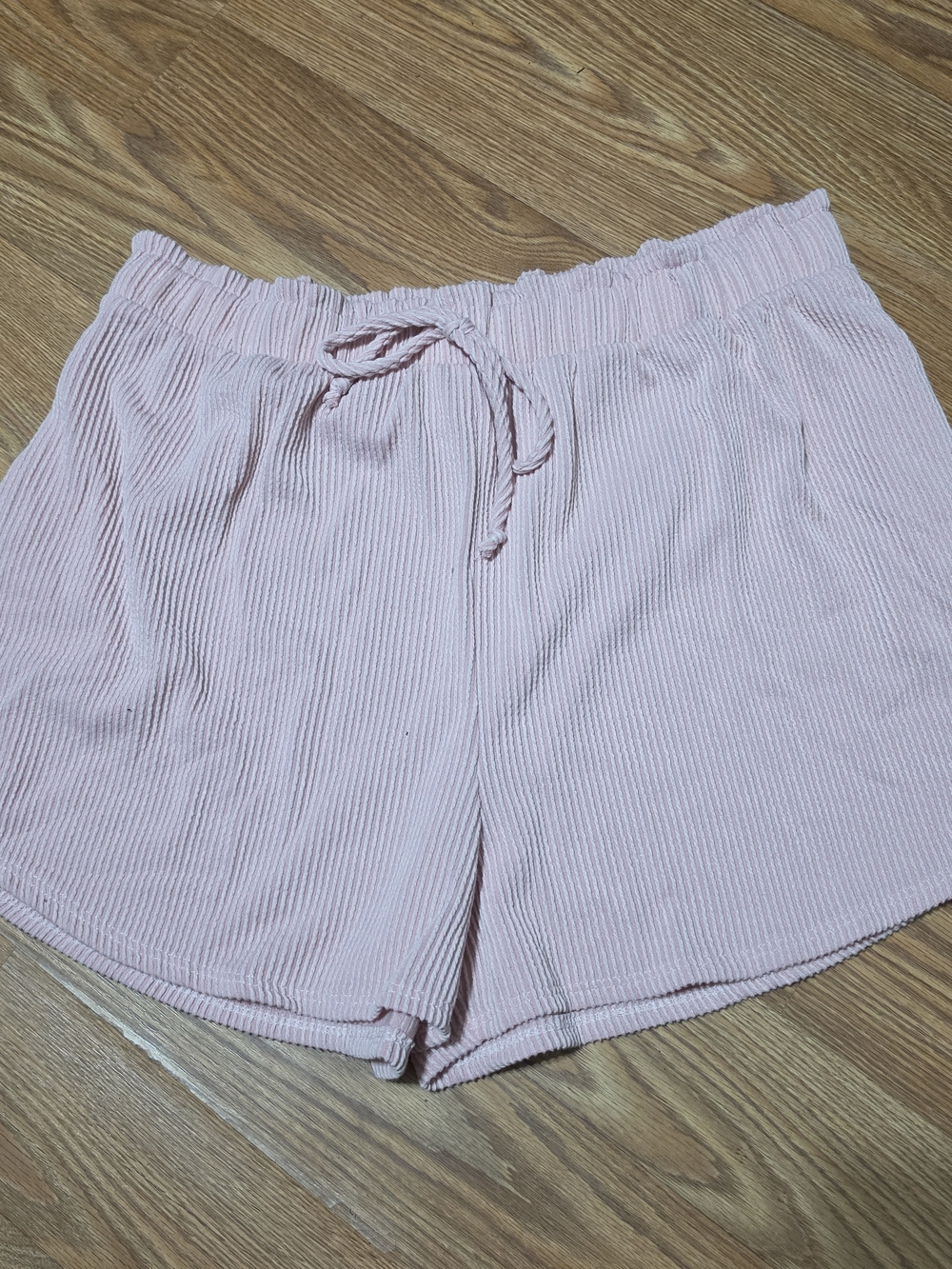 HEIMISH USA  Ribbed Drawstring Athletic Shorts- Blush Pink